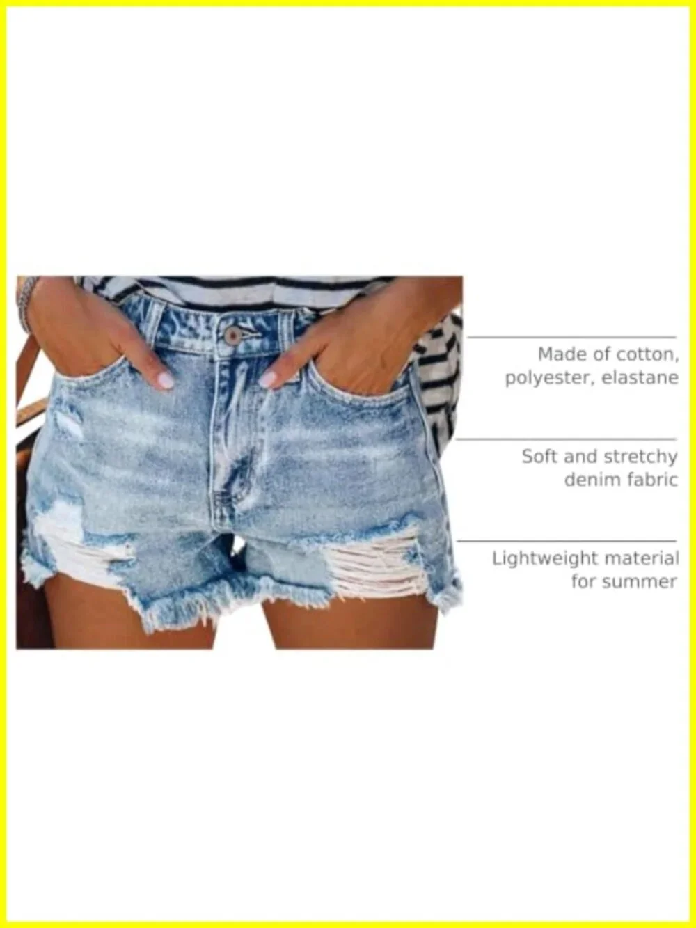 Women's Distressed Denim Shorts High Waisted Ripped Summer Stretchy Hot Shorts